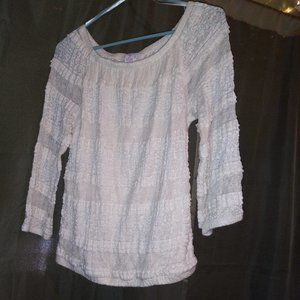 Lace Sleeves Lace Top Elastic Bottom Quarter Sleeves